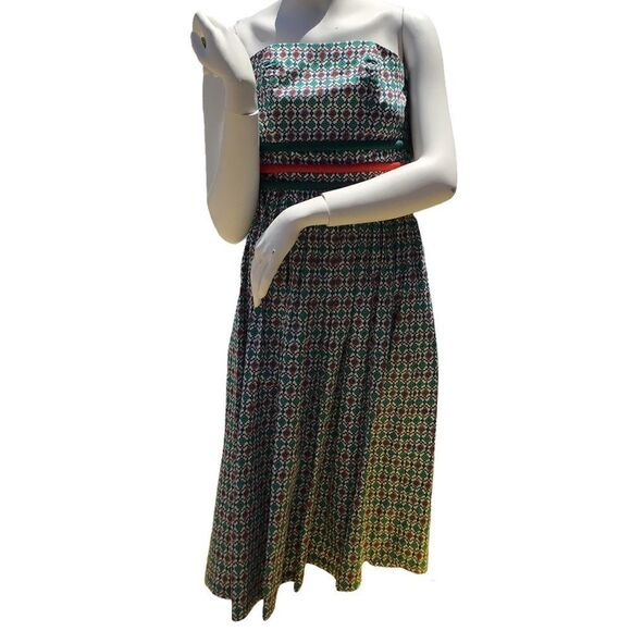 Vintage Kathryn Conover Printed Strapless Mini Dress Vintage Fit & Flare Size 4 - Picture 2 of 10